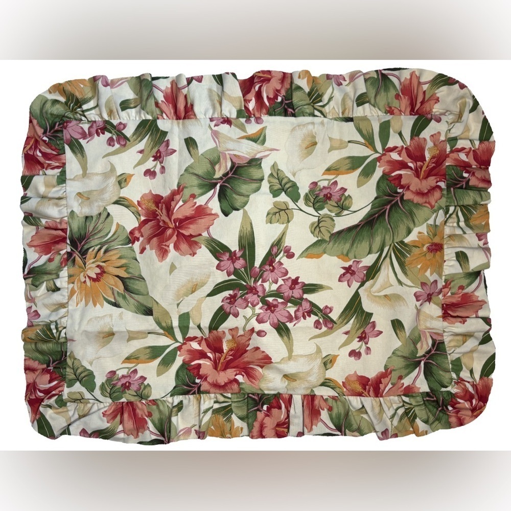 Vintage RLF Home Cream Floral Pillow Sham Cottage Core Romance Feminine